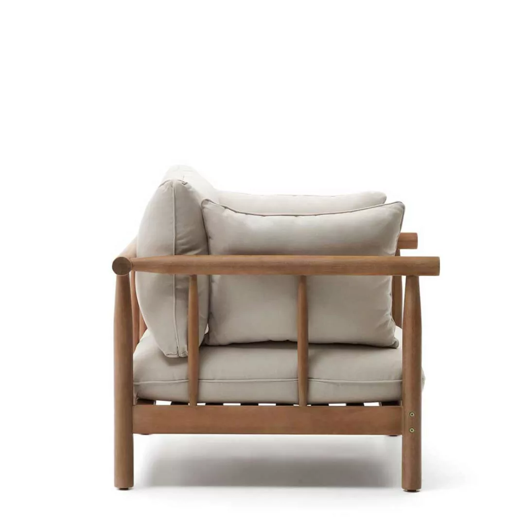 Wintergarten Sessel aus massivem Eukalyptusholz Webstoff günstig online kaufen