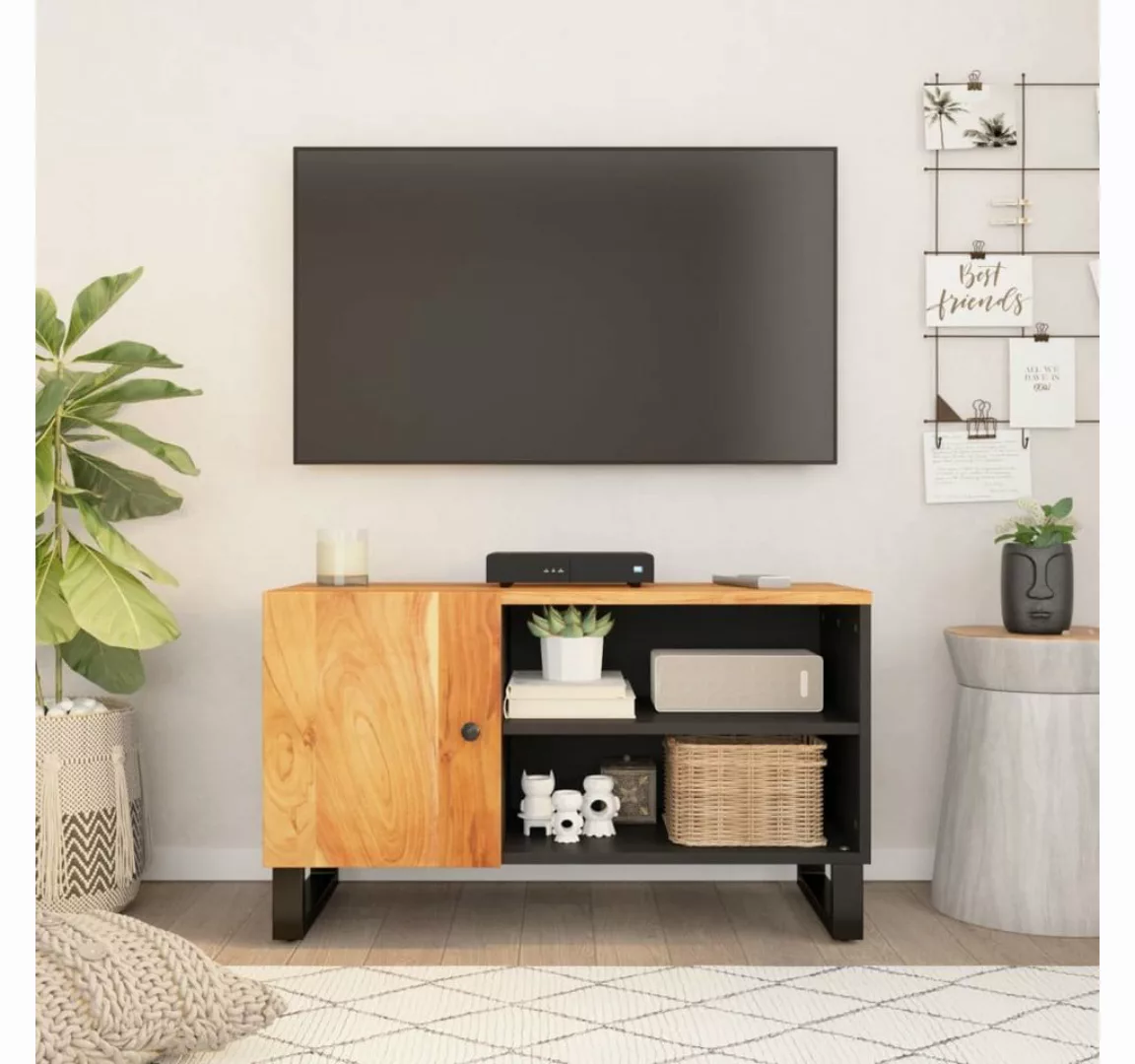 furnicato TV-Schrank 80x33x46 cm Massivholz Akazie & Holzwerkstoff günstig online kaufen