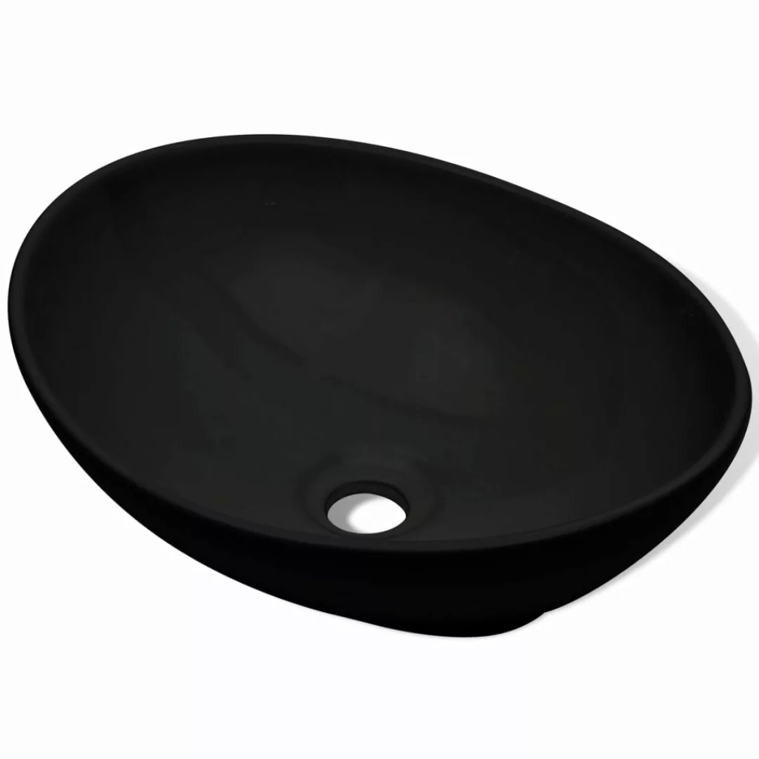 Keramik Waschtisch Waschbecken Oval Schwarz 40 X 33 Cm günstig online kaufen