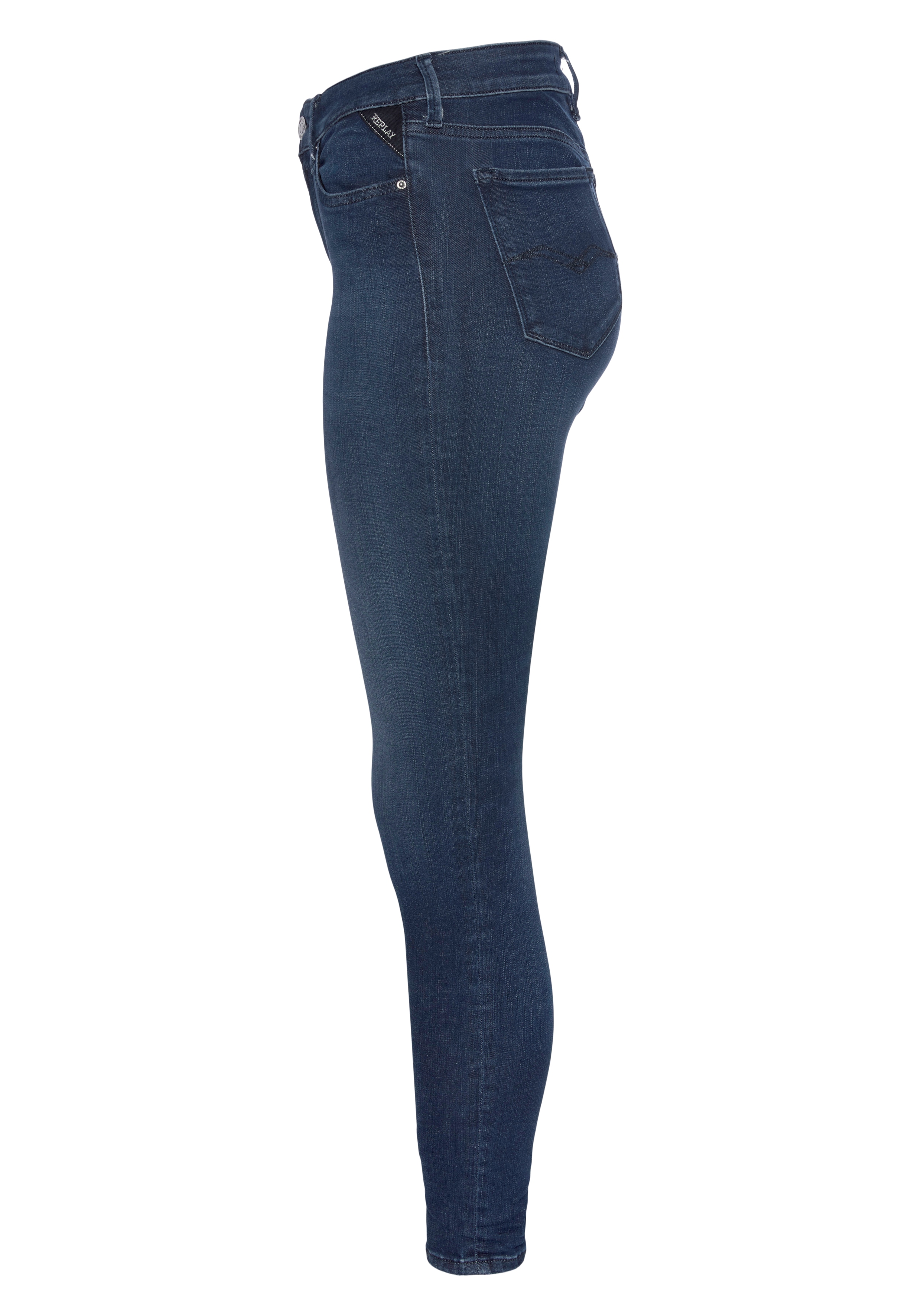 Replay Damen Jeans Luzien - Skinny Fit - Hyperflex - Blau - Dark Blue Denim günstig online kaufen