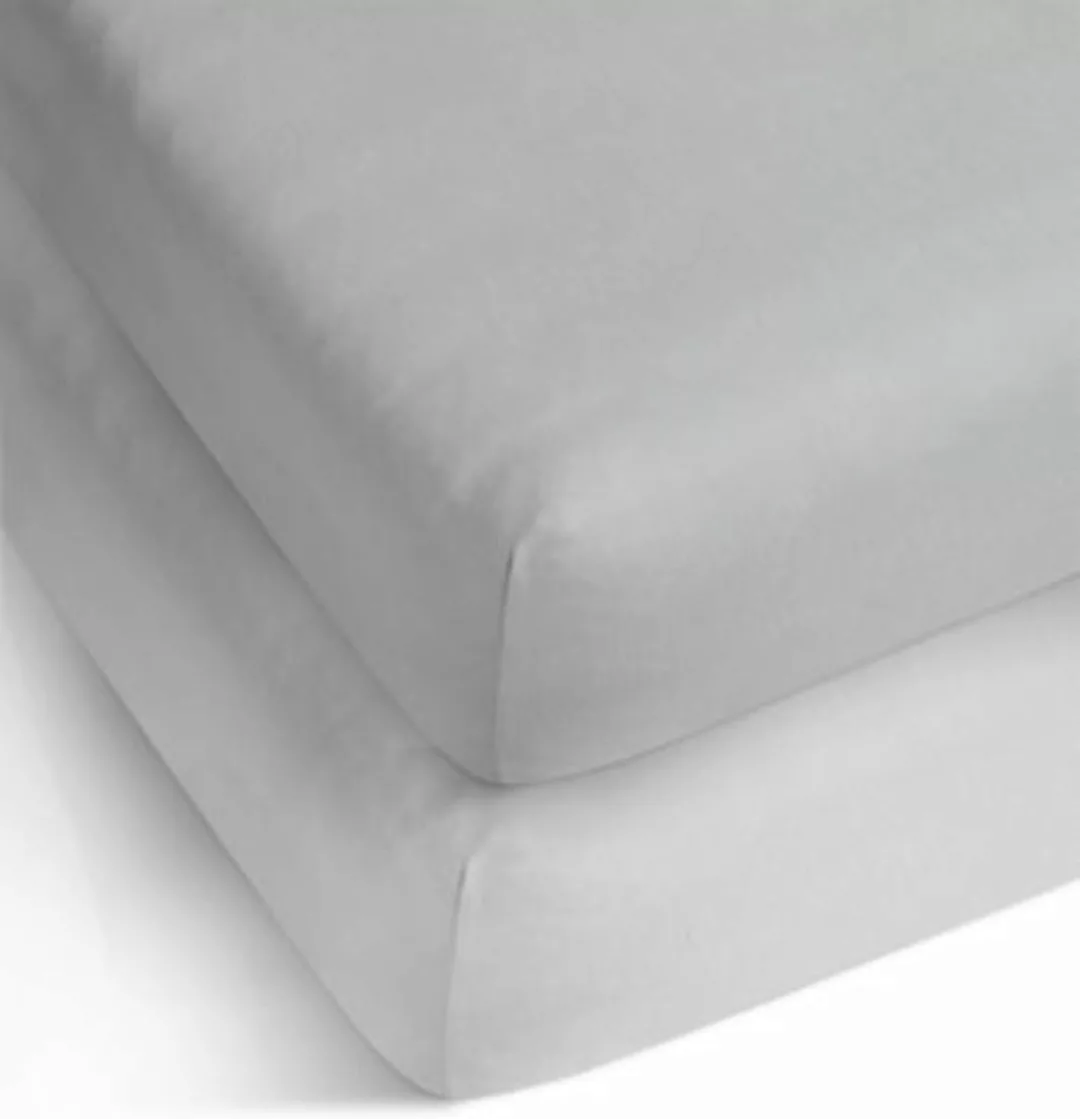 Aspero® 2 x Bambus Spannbettlaken Macau Bettlaken grau/weiß Gr. 140-160 x 2 günstig online kaufen