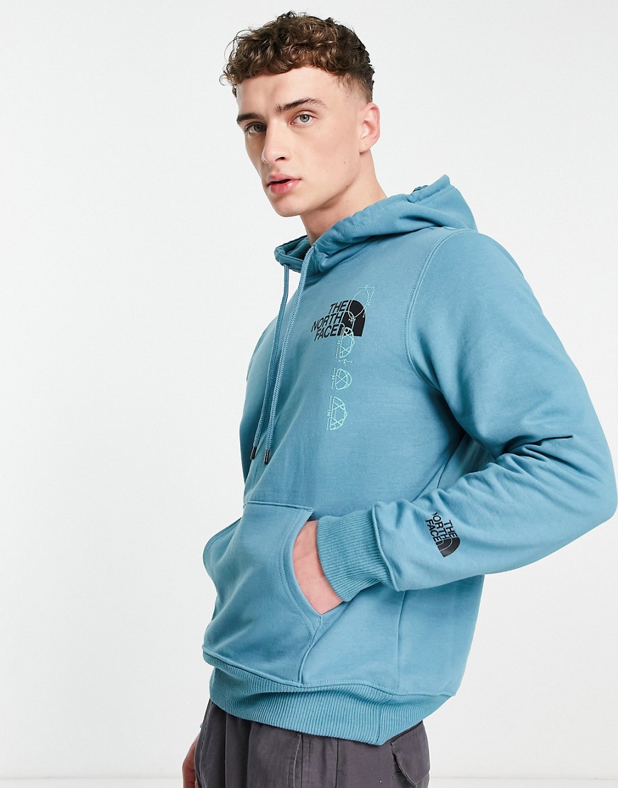 The North Face – Expedition – Kapuzenpullover in Blau mit Grafikprint günstig online kaufen