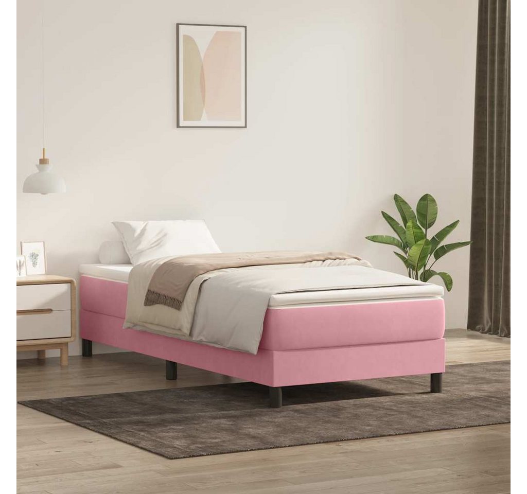 vidaXL Boxspringbett, Boxspringbett mit Matratze Rosa 100x220 cm Samt günstig online kaufen