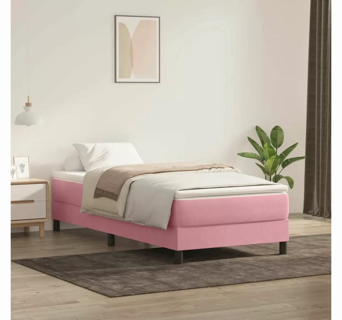 vidaXL Boxspringbett, Boxspringbett mit Matratze Rosa 100x220 cm Samt günstig online kaufen