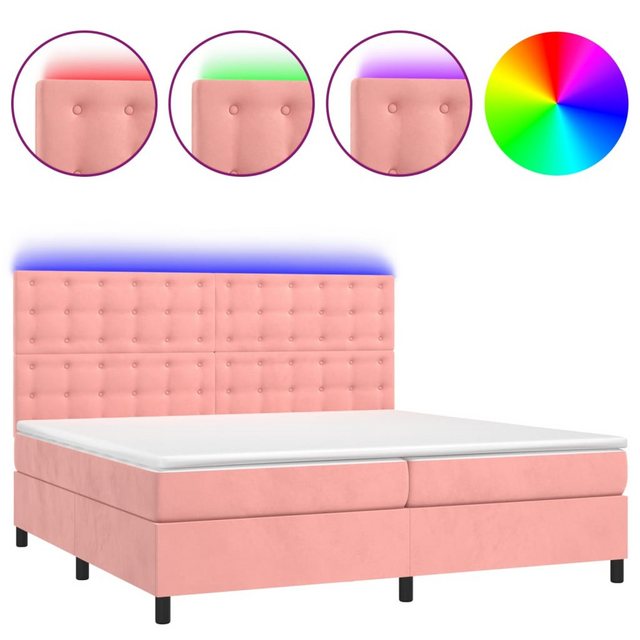 vidaXL Boxspringbett Boxspringbett mit Matratze & LED Samt (200 x 200 cm, R günstig online kaufen