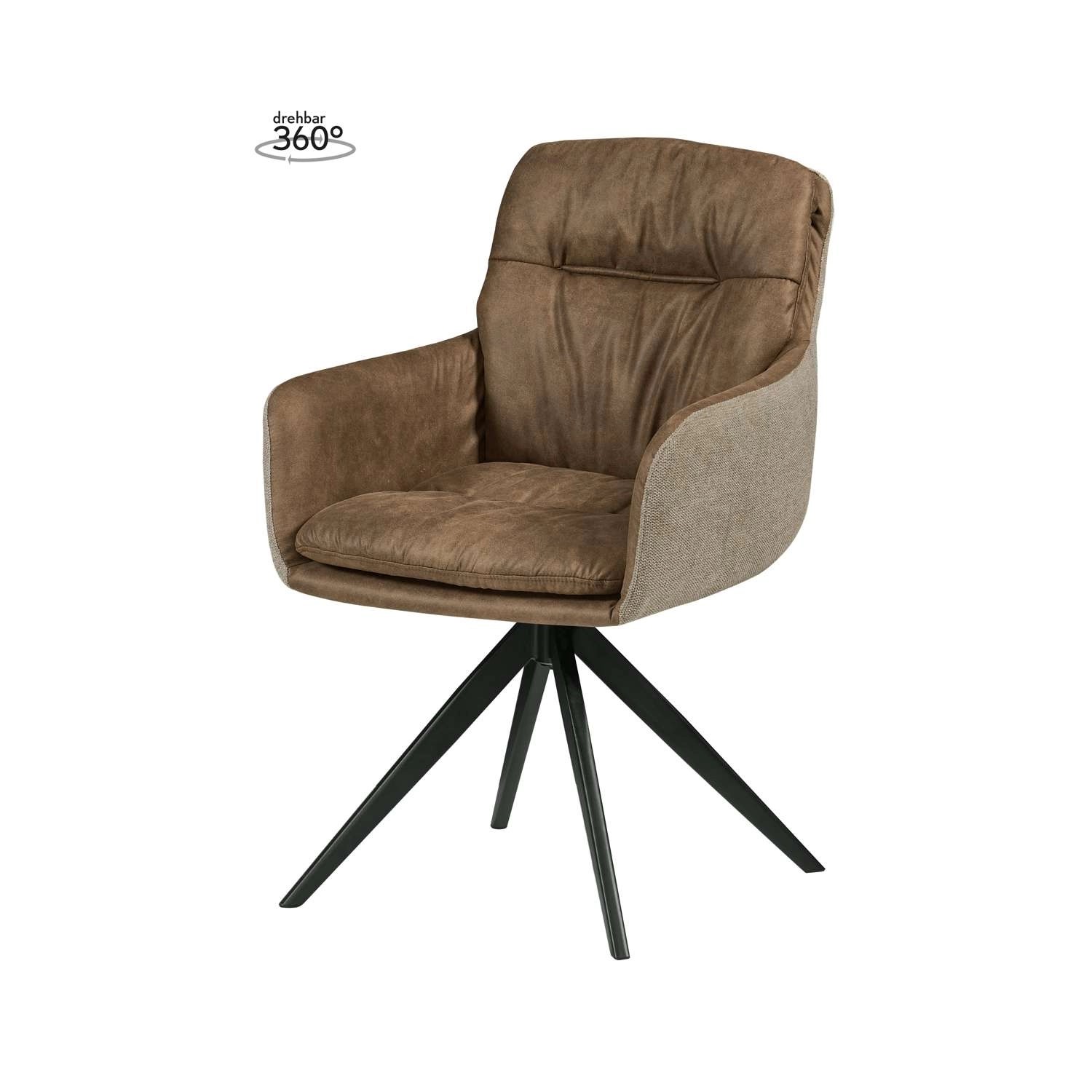 MeGusta Moderner Stuhl Drehstuhl Braun Polsterstuhl Esszimmerstuhl mit Arml günstig online kaufen