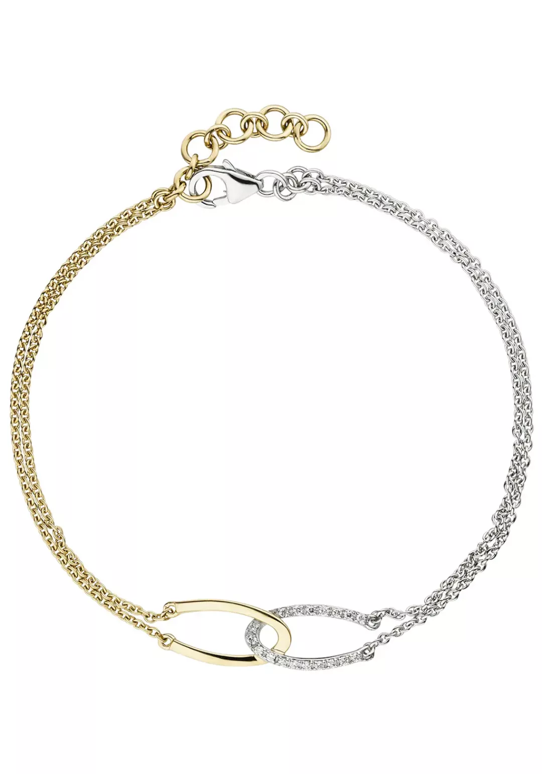 JOBO Goldarmband, 2-reihig 585 Gold bicolor mit 18 Diamanten 19,5 cm günstig online kaufen