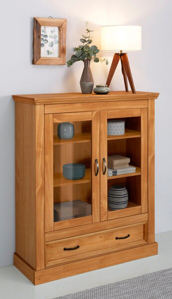Home affaire Vitrine "Selma Highboard", aus massivem Kiefernholz, mit Griff günstig online kaufen