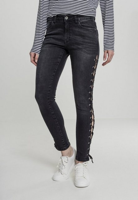 URBAN CLASSICS Bequeme Jeans Urban Classics Damen Ladies Denim Lace Up Skin günstig online kaufen