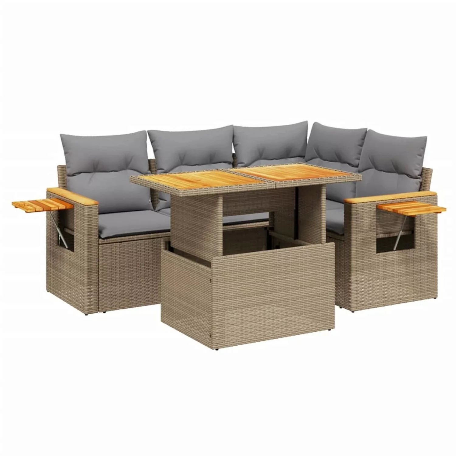 vidaXL 5-tlg Garten-Sofagarnitur mit Kissen Beige Poly Rattan Modell 247 günstig online kaufen