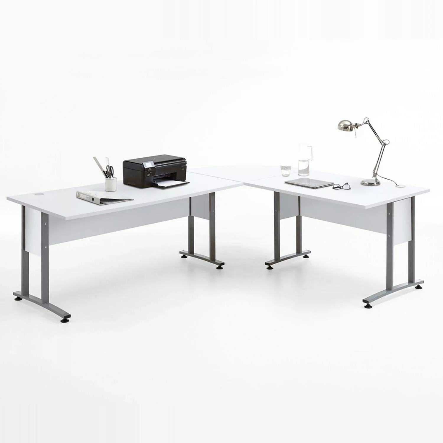 Büro Winkelschreibtisch 120 x 160cm COLUMBUS-10 in Brilliantweiß matt - B x günstig online kaufen