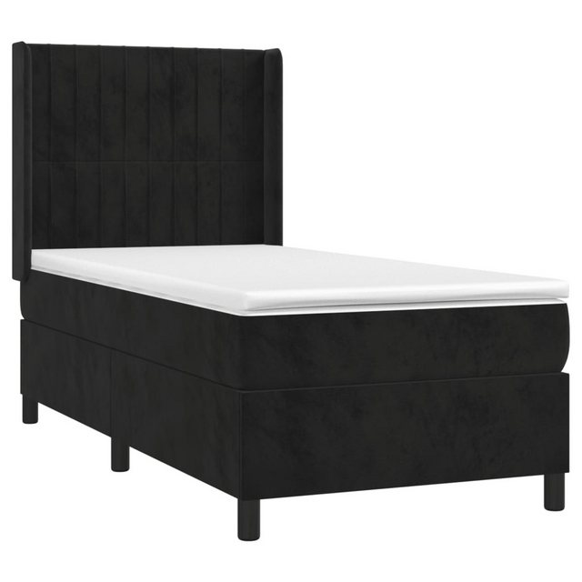 vidaXL Bett Boxspringbett mit Matratze & LED Schwarz 90x200 cm Samt günstig online kaufen