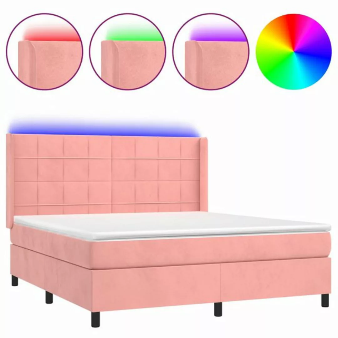 vidaXL Boxspringbett Boxspringbett mit Matratze und LED Samt (160 x 200 cm, günstig online kaufen