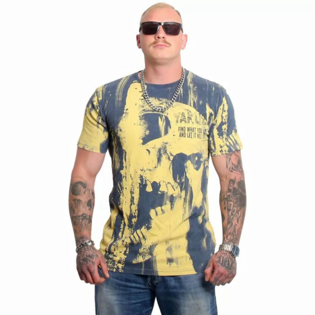 YAKUZA T-Shirt Crashed Skull in angesagter Acid Waschung günstig online kaufen