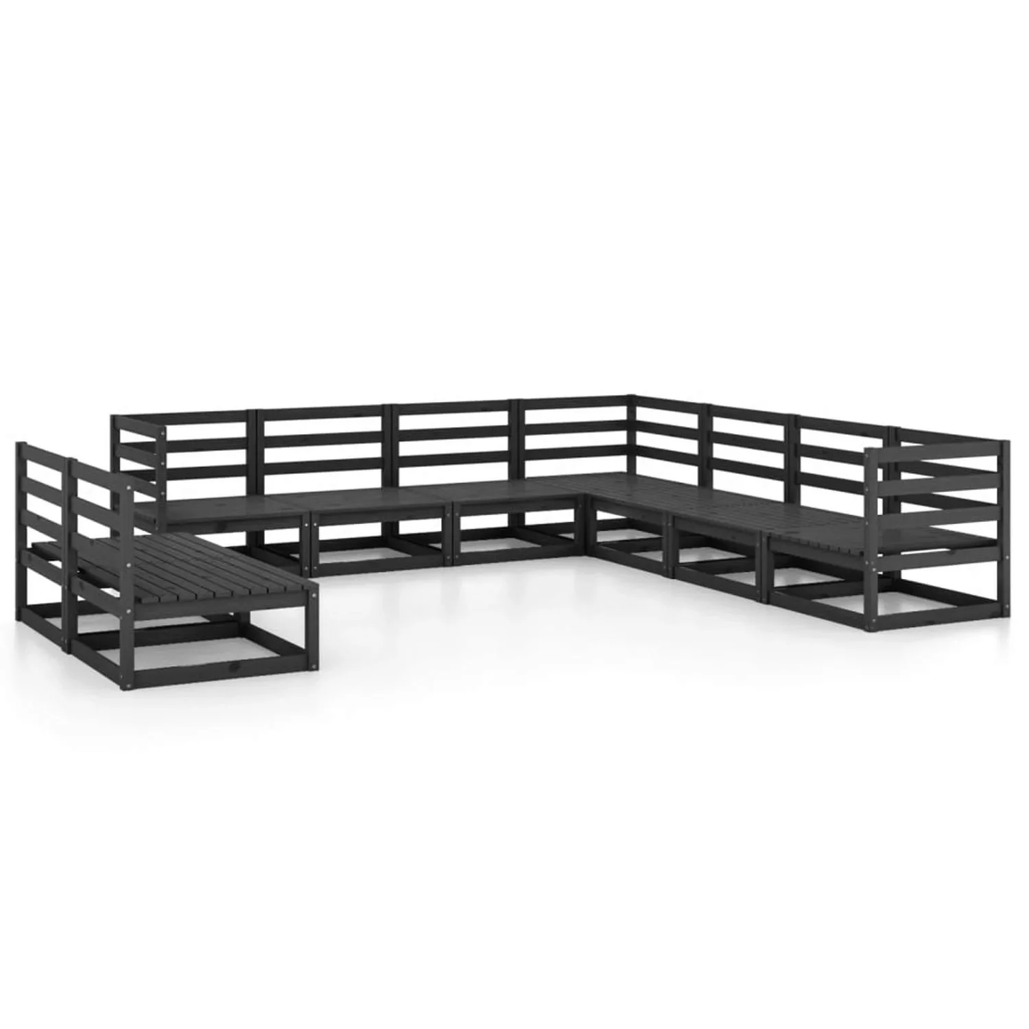 vidaXL 9-tlg Garten-Lounge-Set Schwarz Massivholz Kiefer Modell 9 günstig online kaufen