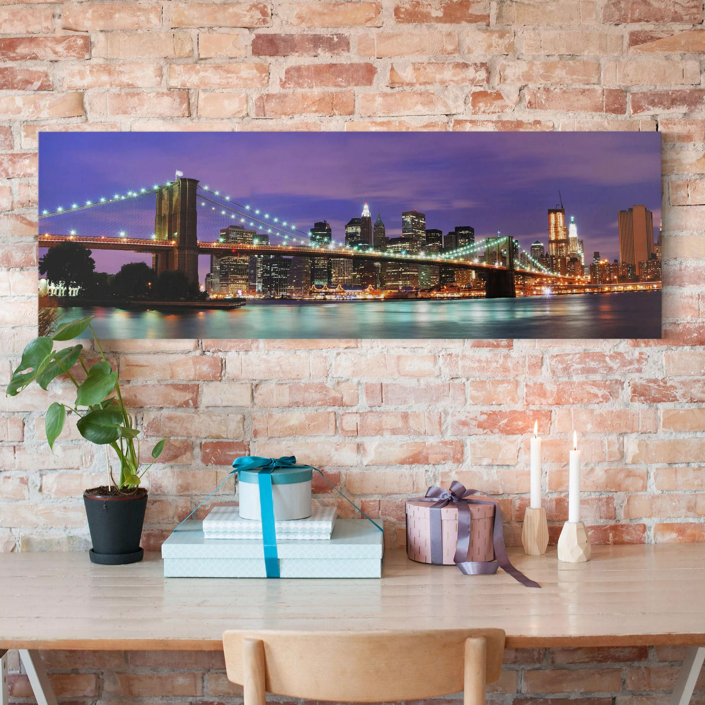 Leinwandbild New York - Panorama Brooklyn Bridge in New York City günstig online kaufen