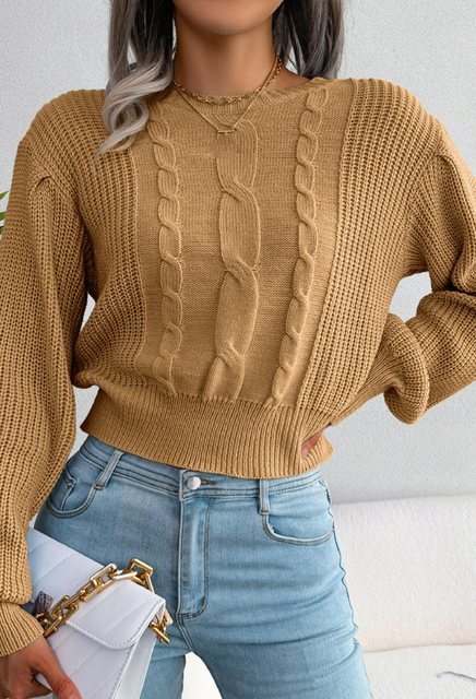 CHENIN Langarmhemd Damen Twist Lantern Sleeve Taille Cinching Strickpullove günstig online kaufen