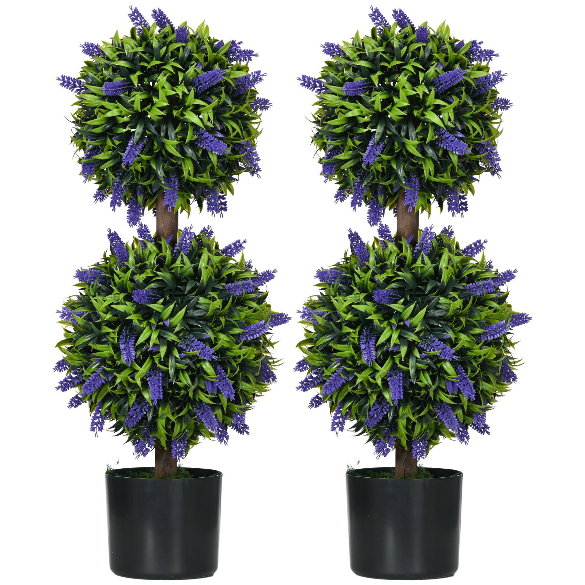 HOMCOM Künstliche Pflanzen 2er-Set, UV-beständige Kunstpflanze im Blumentop günstig online kaufen