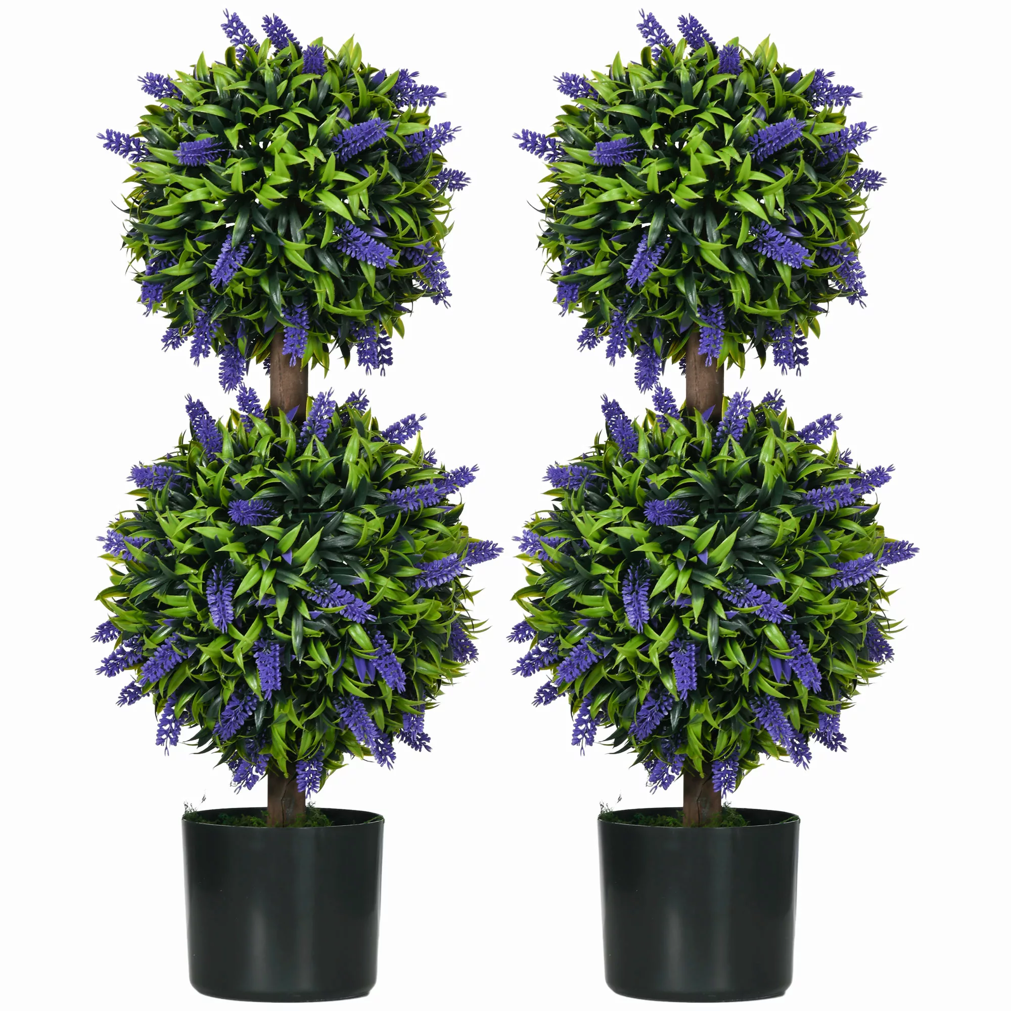 HOMCOM Künstliche Pflanzen 2er-Set Lavendel 70 cm UV-beständige Kunstpflanz günstig online kaufen