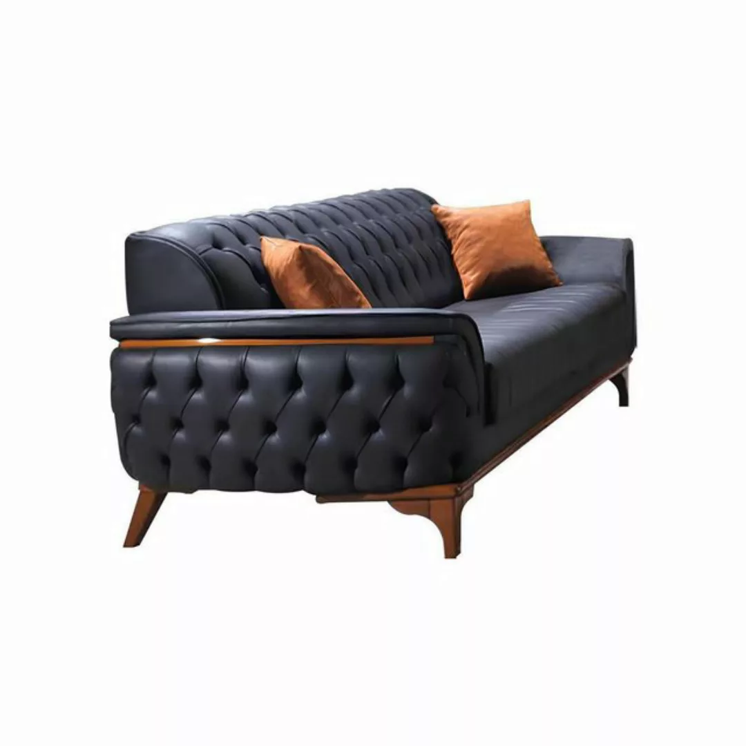 JVmoebel 3-Sitzer Luxuriöse Schwarz Chesterfield Couch Moderner 3-Sitzer Lu günstig online kaufen