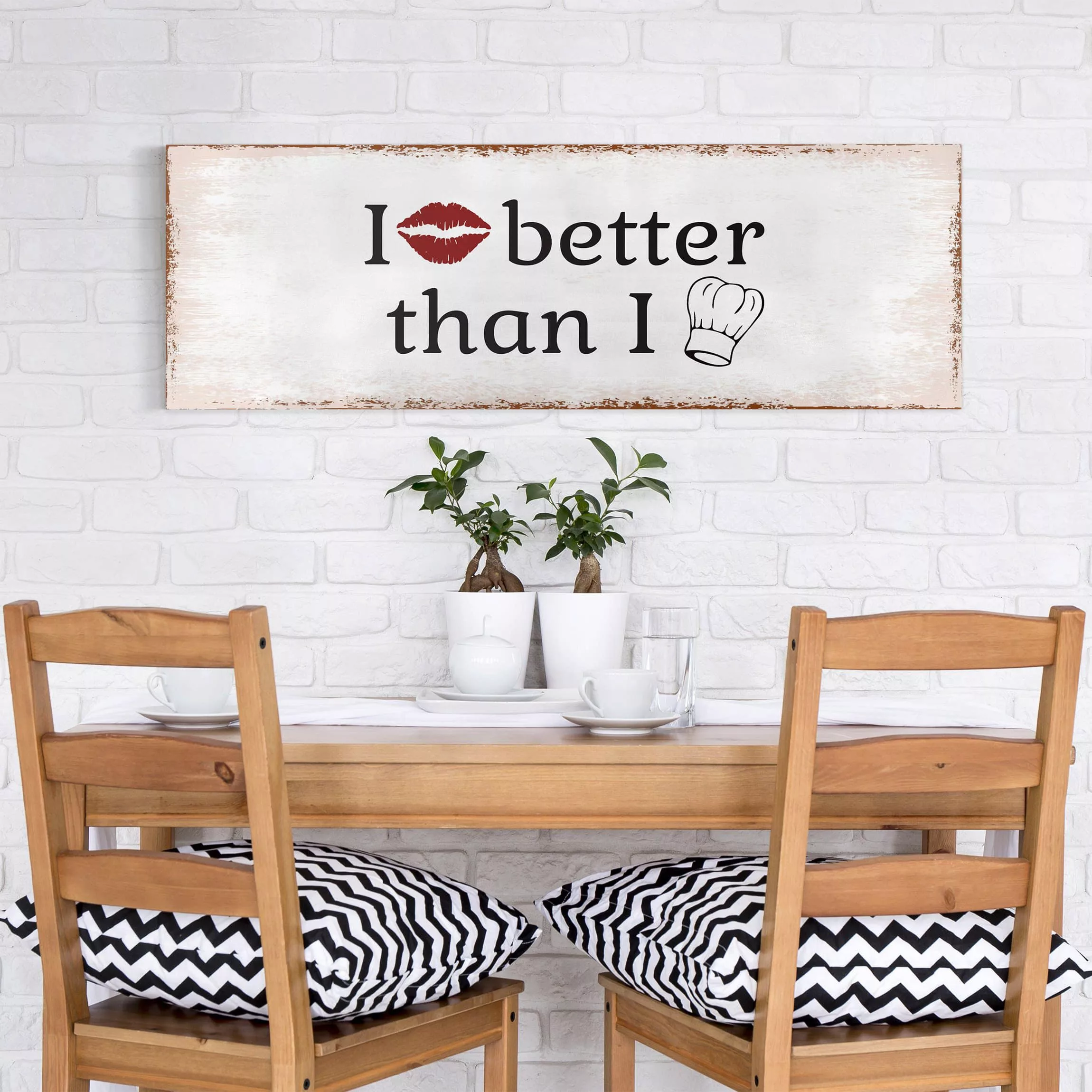 Leinwandbild Küchenspruch - Panorama I Kiss Better günstig online kaufen