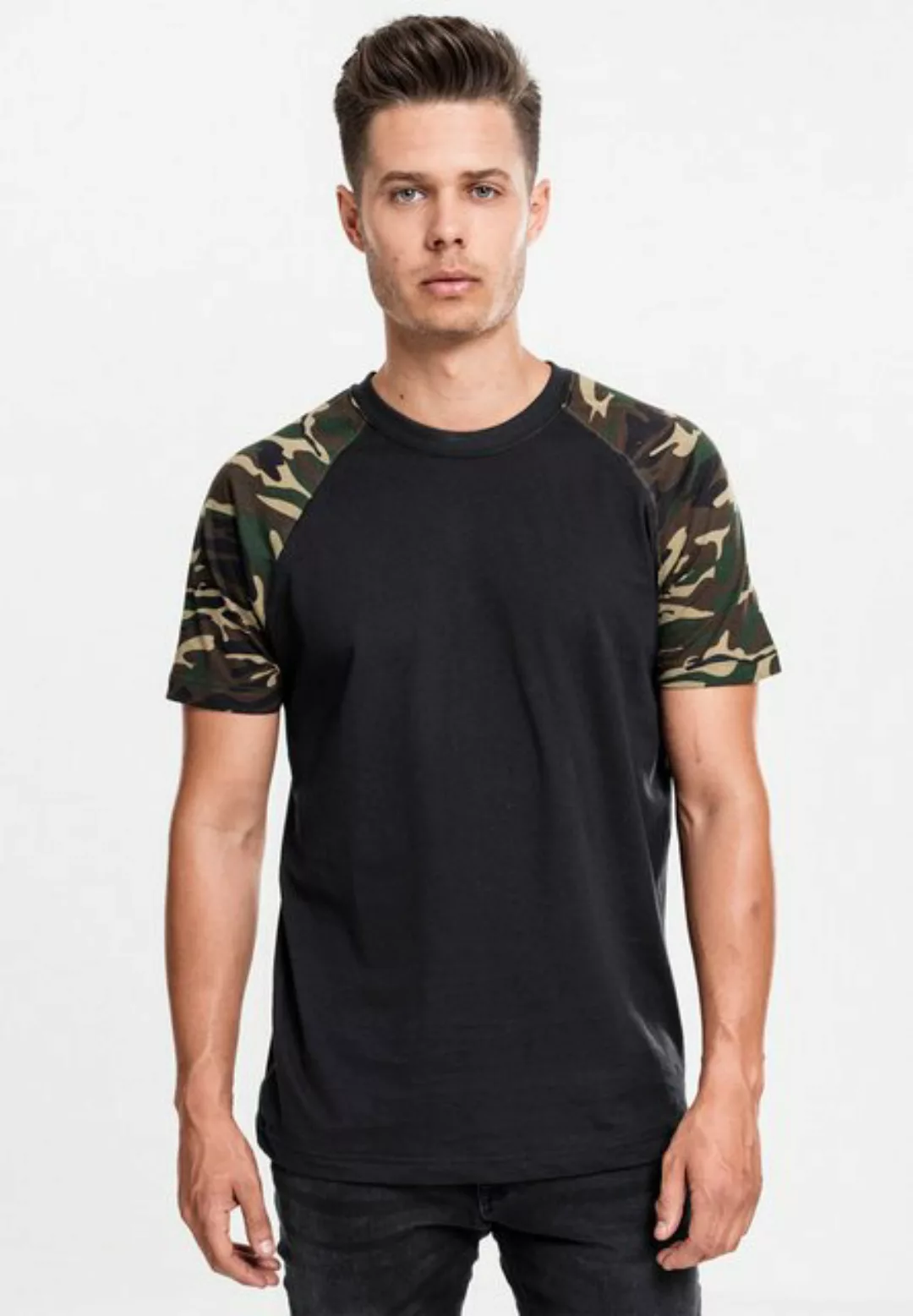 URBAN CLASSICS T-Shirt TB639 - Raglan Contrast Tee blk/woodcamo 2XL günstig online kaufen