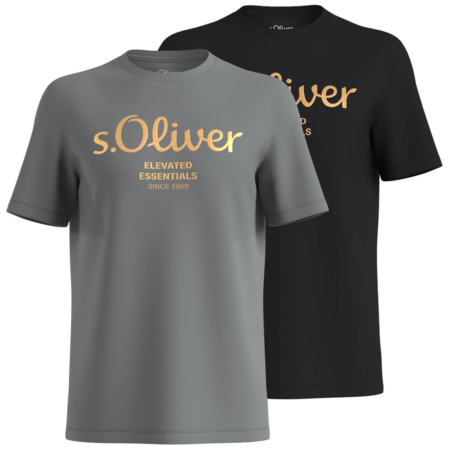 s.Oliver T-Shirt mit Metallic-Logo-Aufdruck im 2er günstig online kaufen