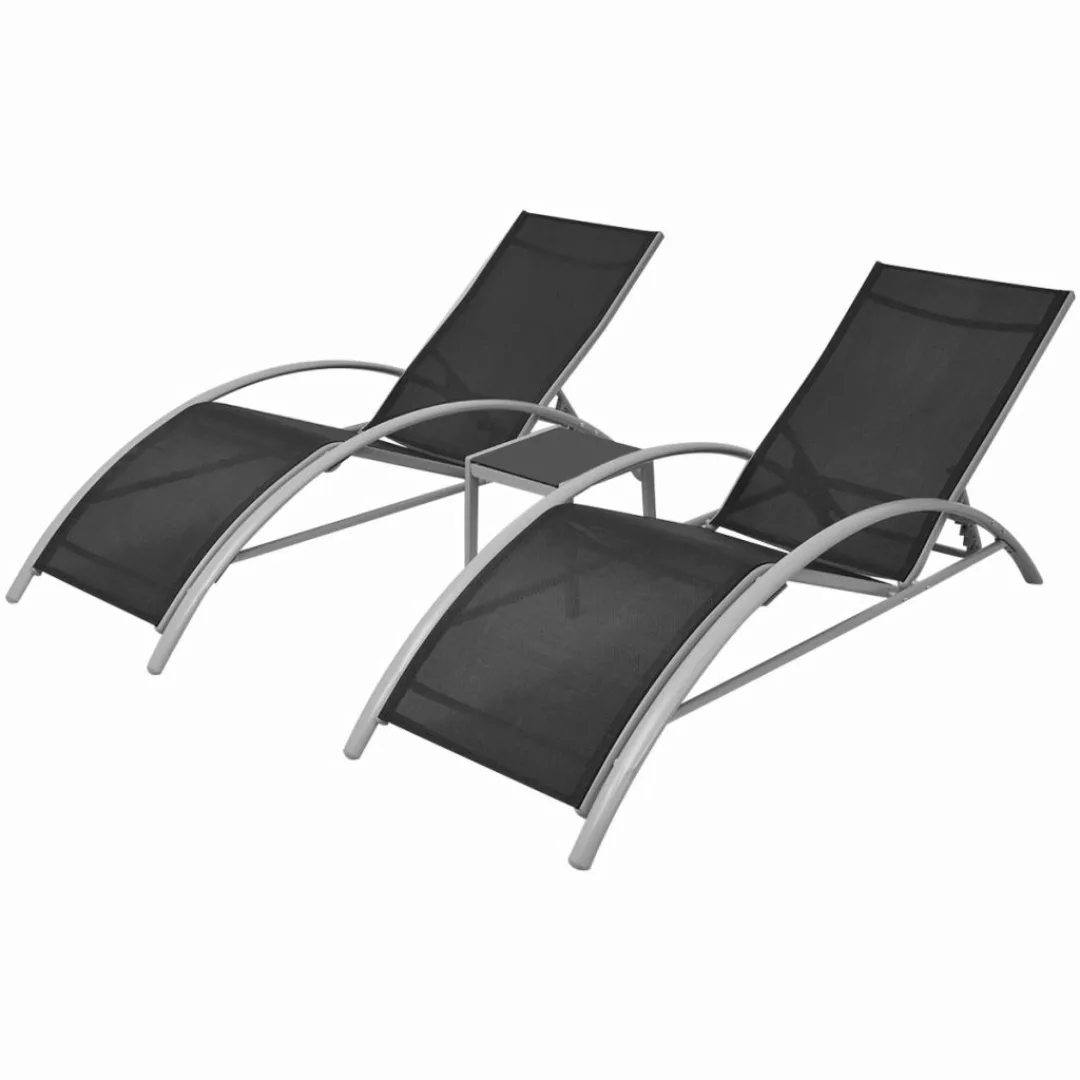 Sonnenliegen Mit Tisch Aluminium Schwarz günstig online kaufen