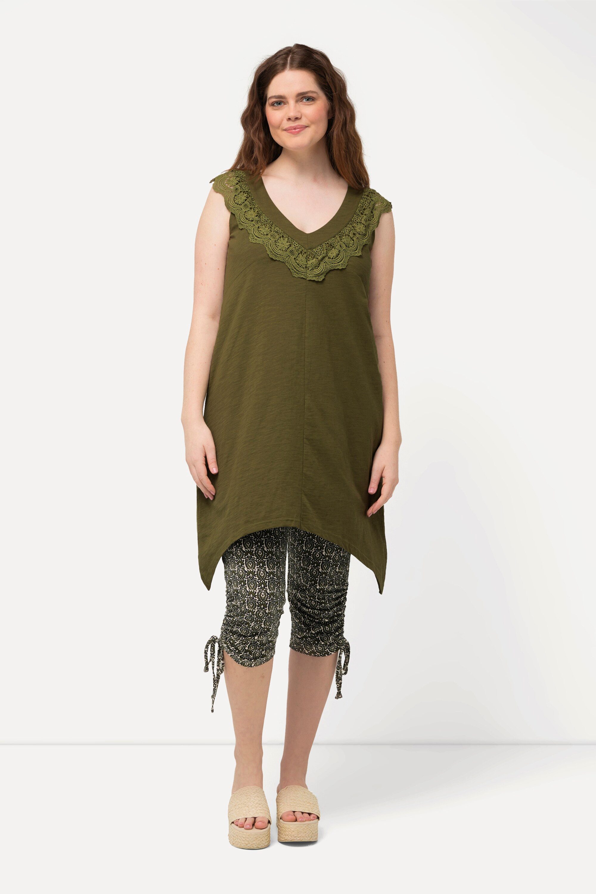 Ulla Popken Longtop Longtop Spitze V-Ausschnitt günstig online kaufen