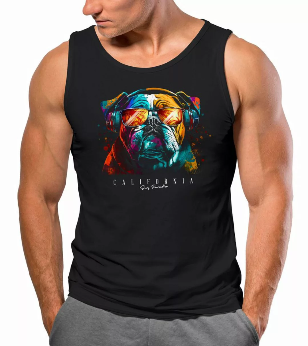 Neverless Tanktop Herren Tank-Top Print California Bulldog Musik Kunst Moti günstig online kaufen