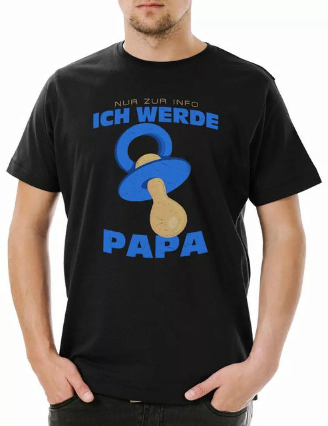 Urban Backwoods Print-Shirt Nur Zur Info ich Werde Papa Herren T-Shirt Papi günstig online kaufen