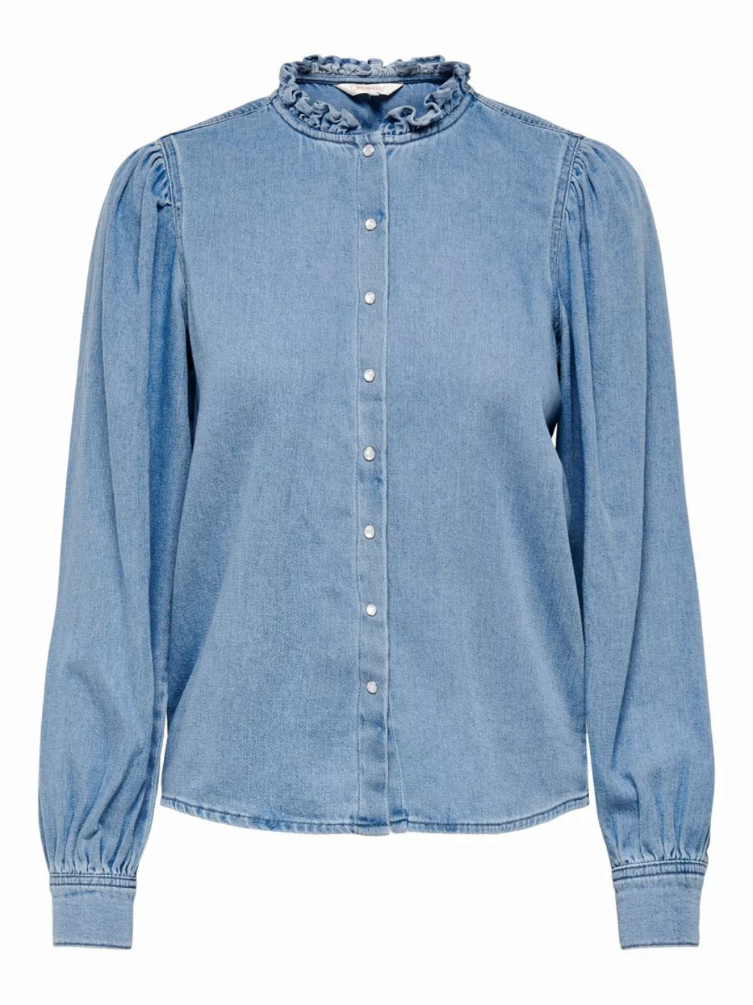 ONLY Long Sleeved Denim Shirt Damen Blau günstig online kaufen
