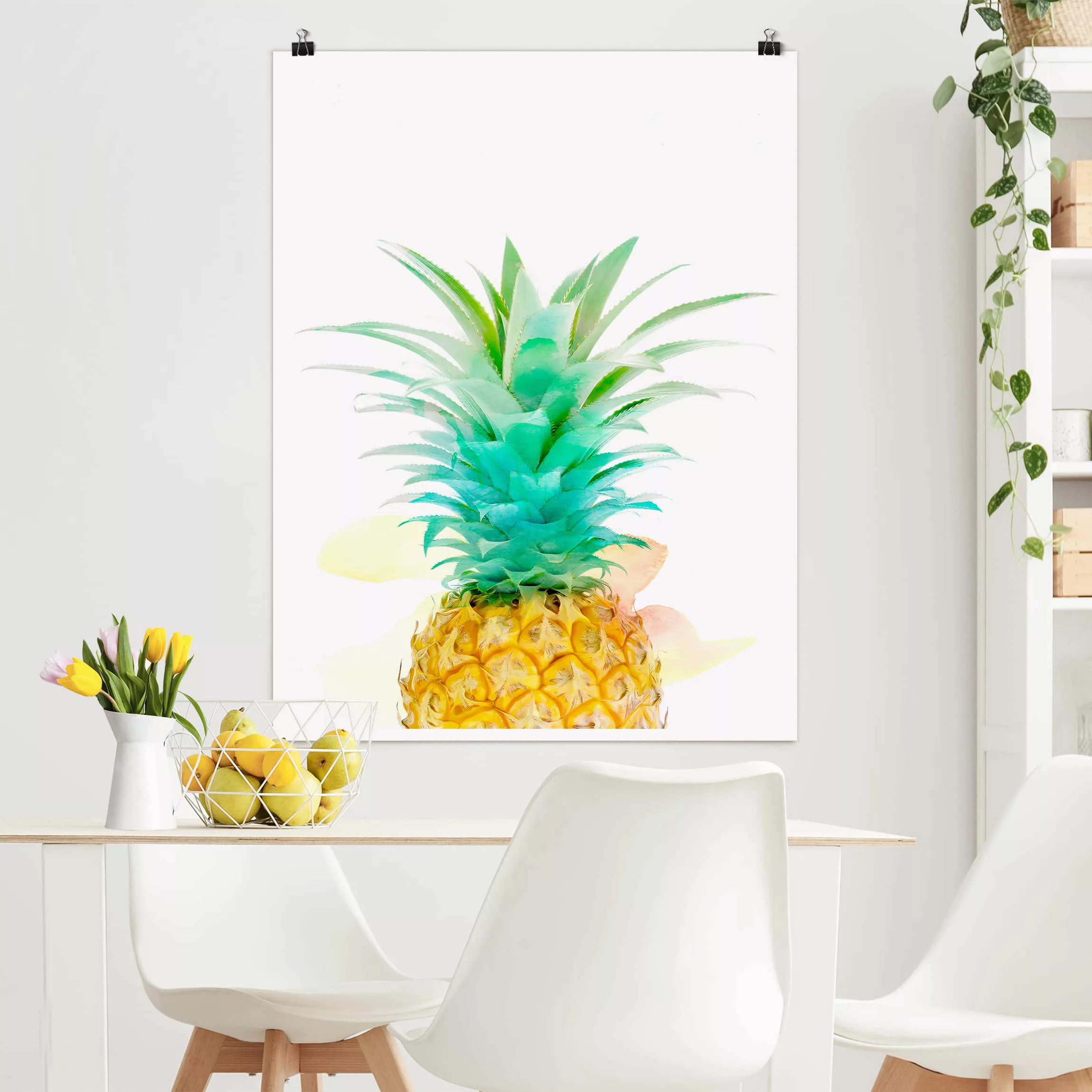 Poster - Hochformat Ananas Aquarell günstig online kaufen