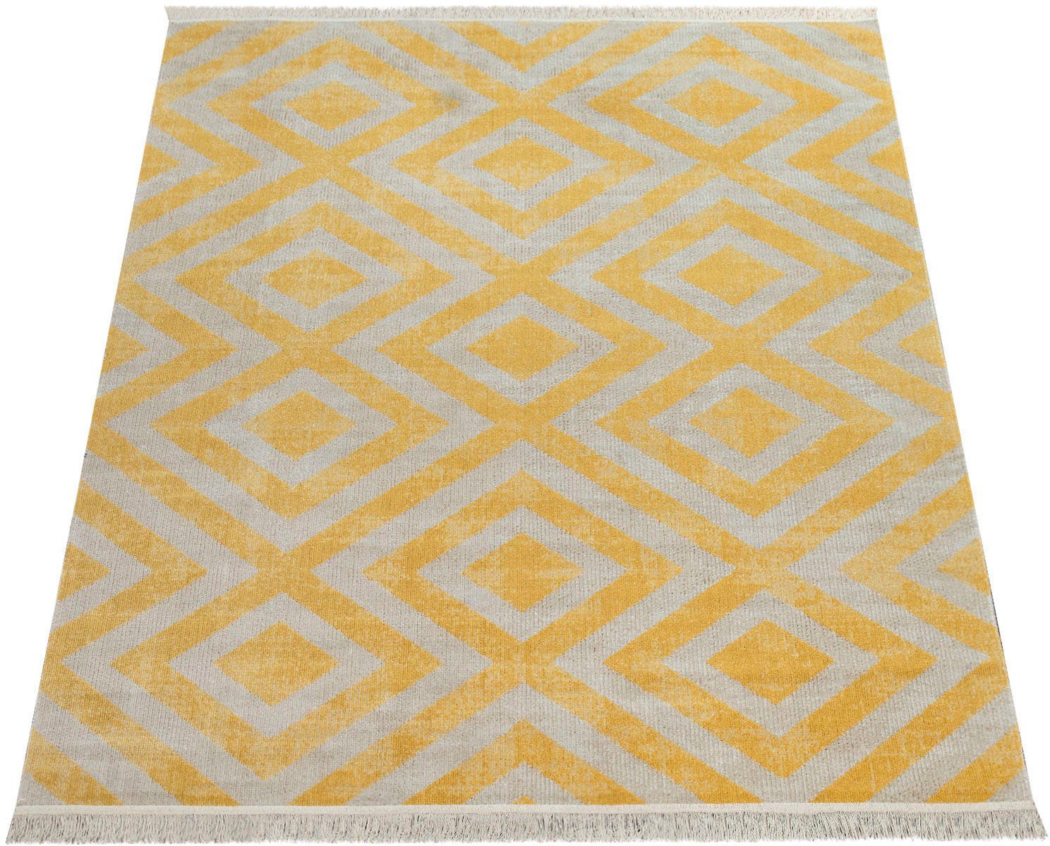 Paco Home Teppich »Poco 821«, rechteckig, 6 mm Höhe, Kurzflor, Rauten Desig günstig online kaufen