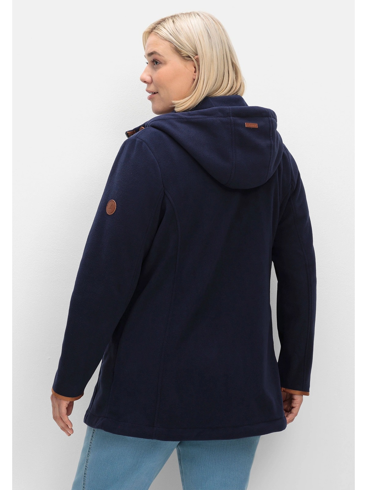 Sheego Fleecejacke "Große Größen", mit Kapuze, mit Kontrastdetails und Kapu günstig online kaufen