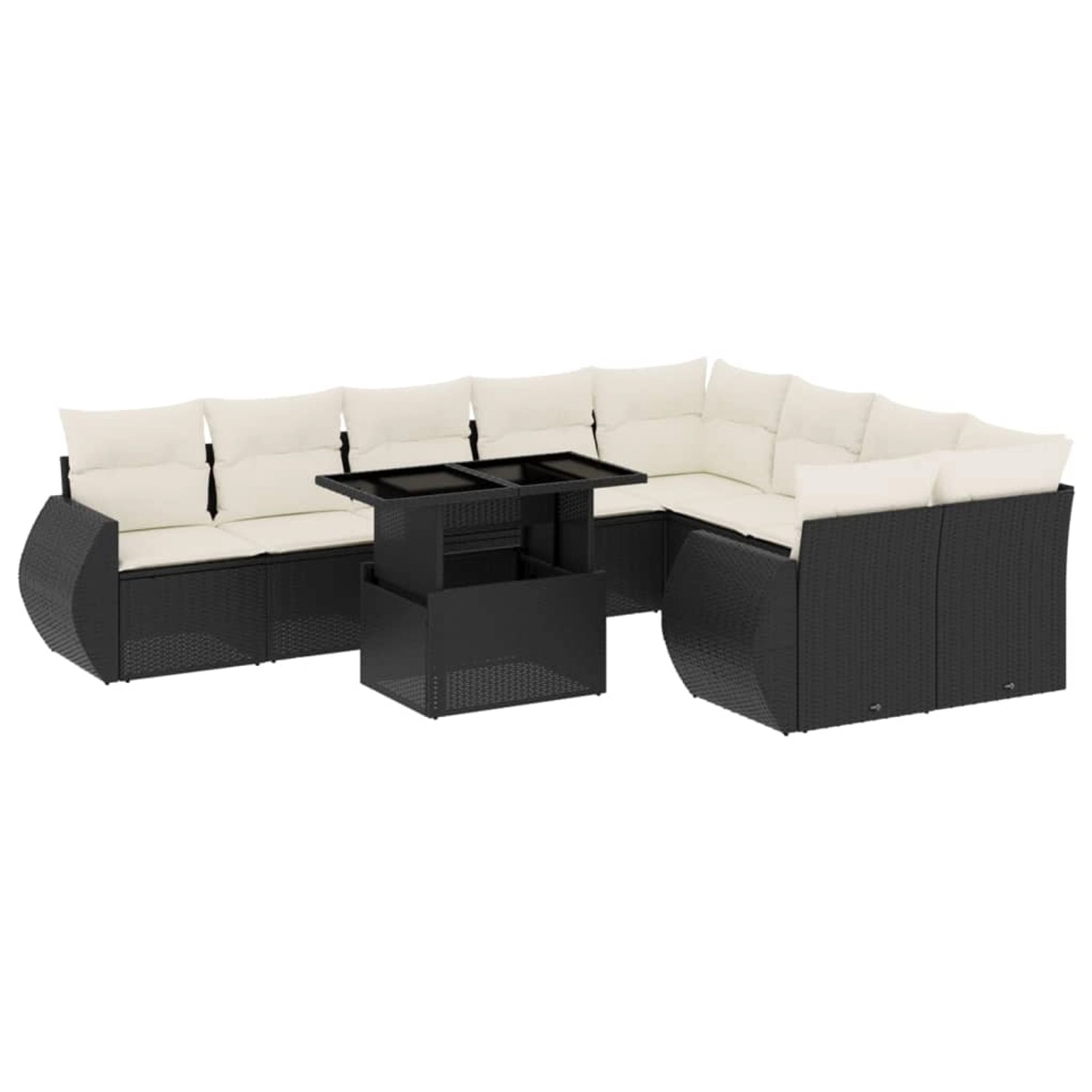 vidaXL 10-Tlg Garten-Sofagarnitur mit Kissen Schwarz Poly Rattan 3268756 günstig online kaufen