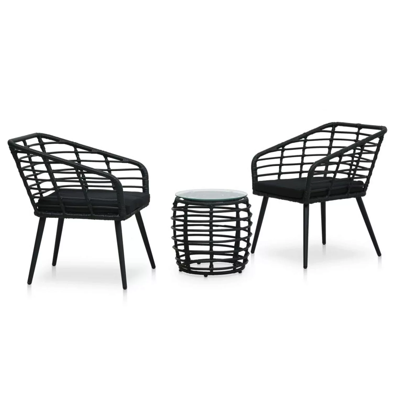 3-tlg. Bistro-set Poly Rattan Schwarz günstig online kaufen