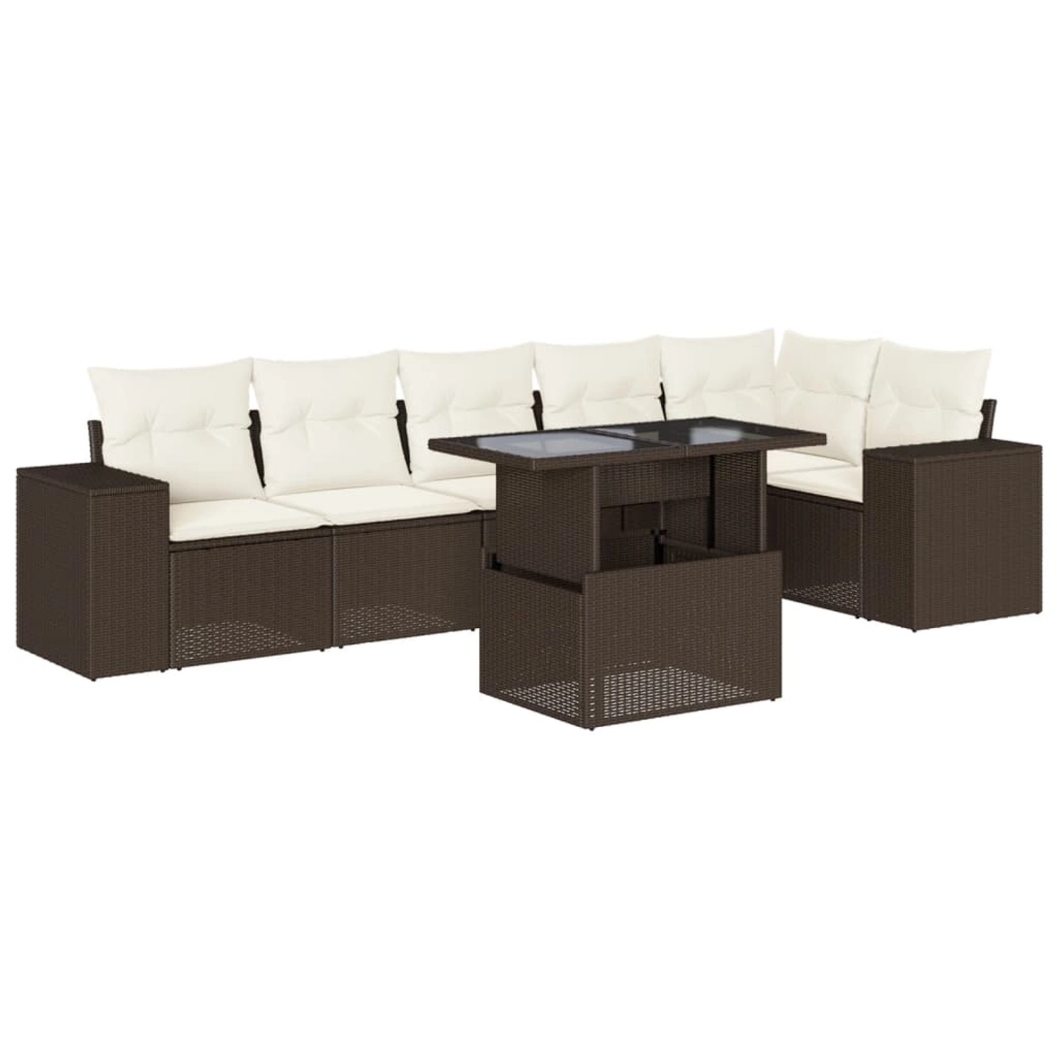 vidaXL 7-Tlg Garten-Sofagarnitur mit Kissen Braun Poly Rattan 3269183 günstig online kaufen