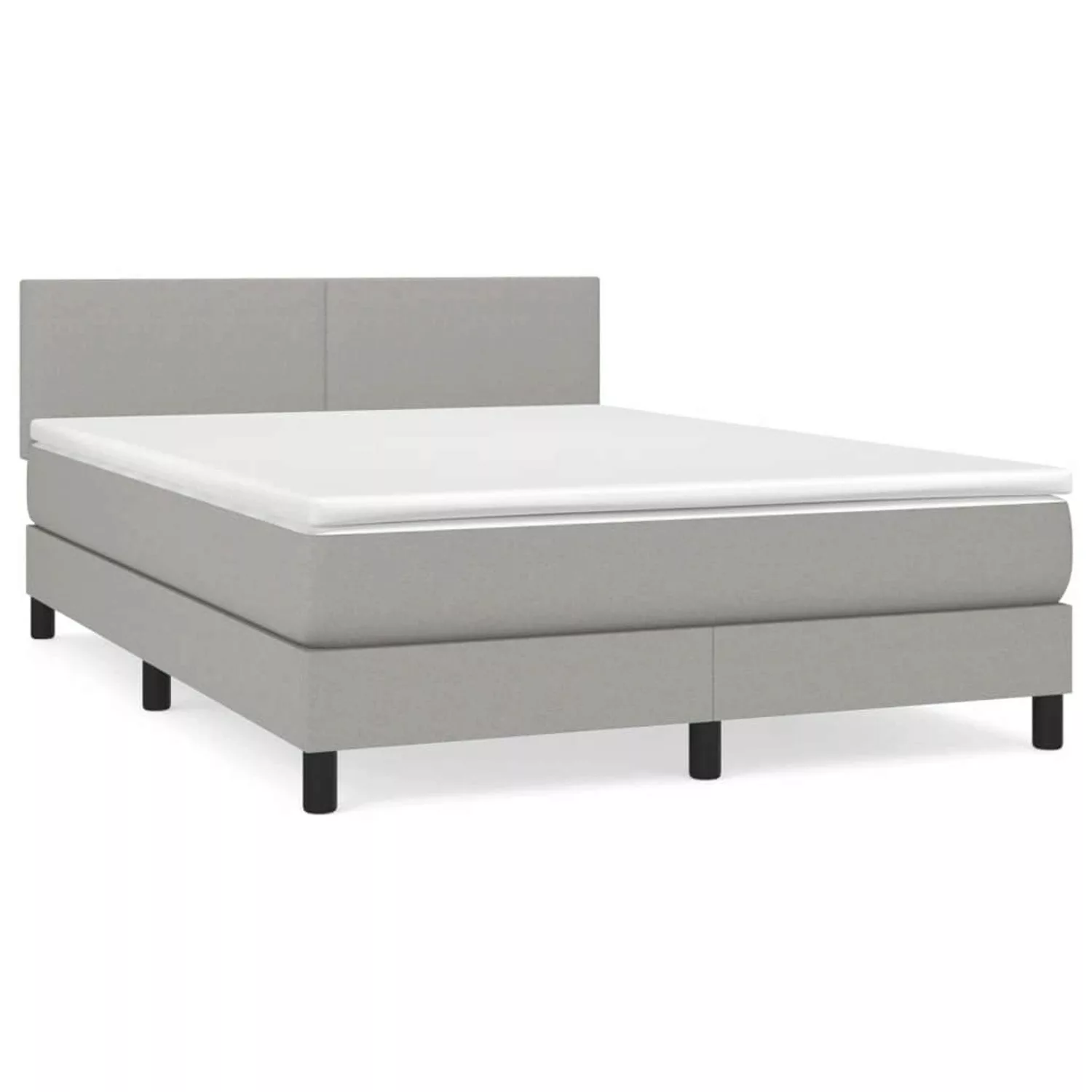 vidaXL Boxspringbett Boxspringbett mit Matratze Hellgrau 140x190 cm Stoff B günstig online kaufen