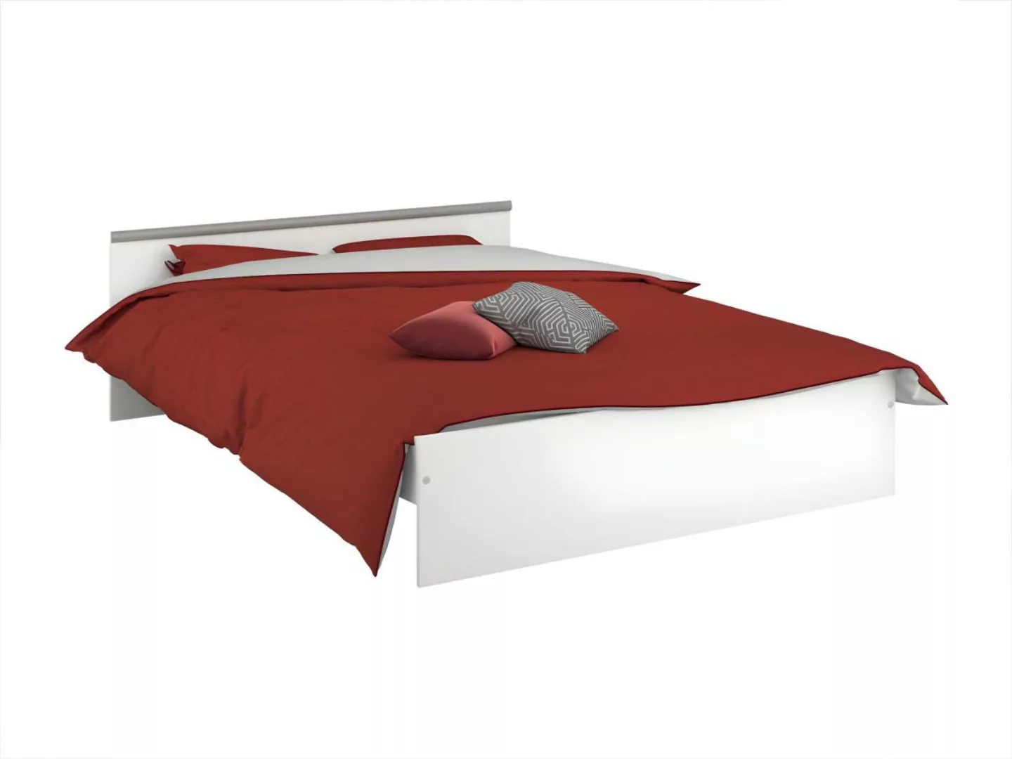 Bett mit 2 Schubladen & 1 Ablage - 140 x 190 cm - Weiß - PABLO günstig online kaufen