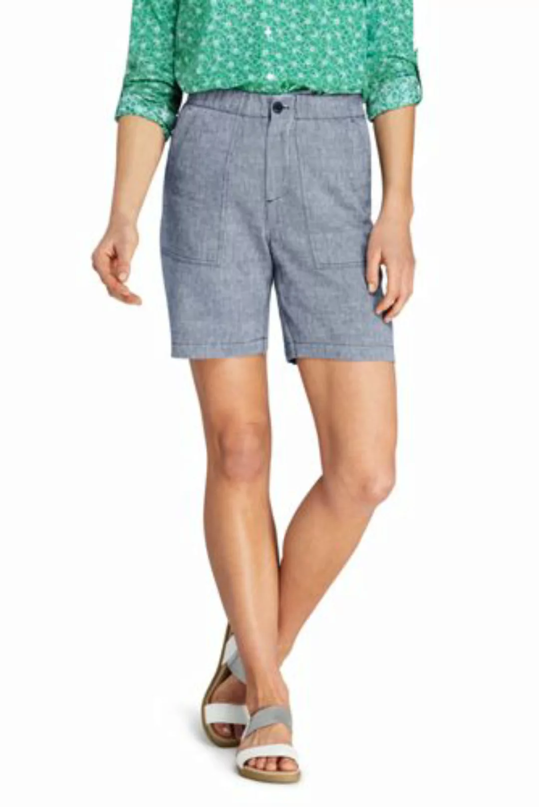 Twill-Shorts im Leinenmix, Damen, Größe: XS Normal, Blau, by Lands' End, In günstig online kaufen