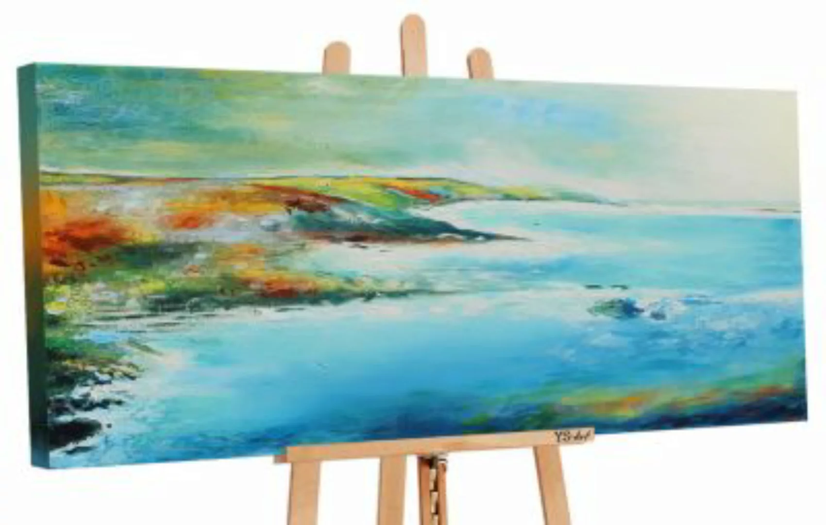 YS-Art™ "Gemälde Acryl ""Cote d'Azur"" handgemalt auf Leinwand 115x50 cm" b günstig online kaufen
