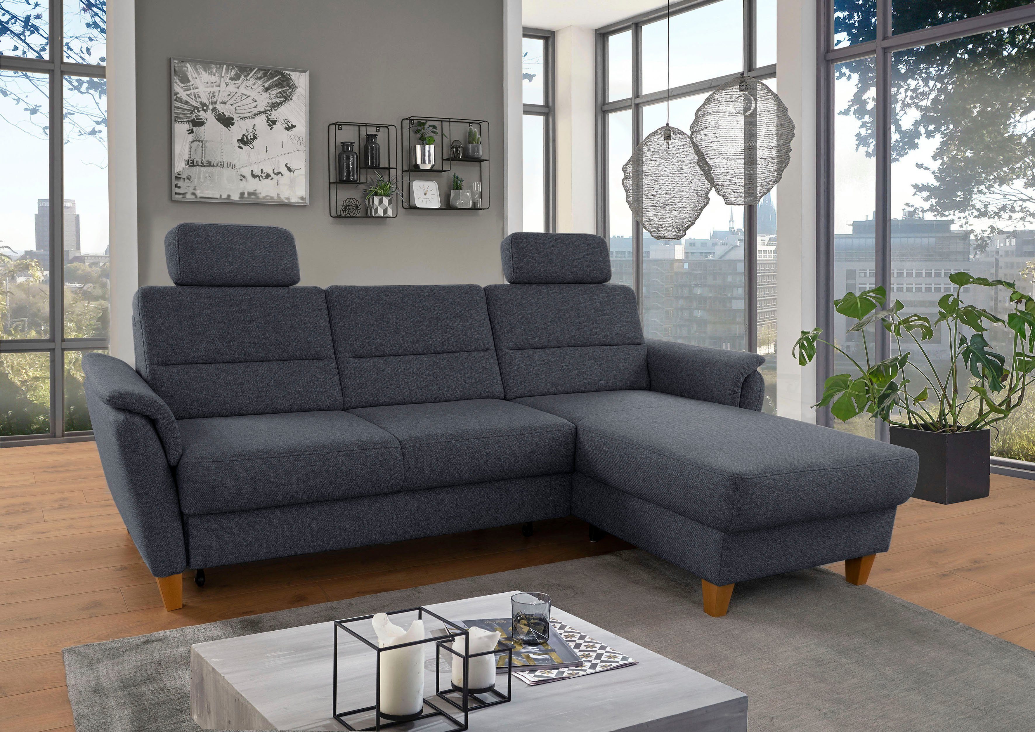 Home affaire Ecksofa "Palmera L-Form", Federkern, wahlweise mit Bettfunktio günstig online kaufen