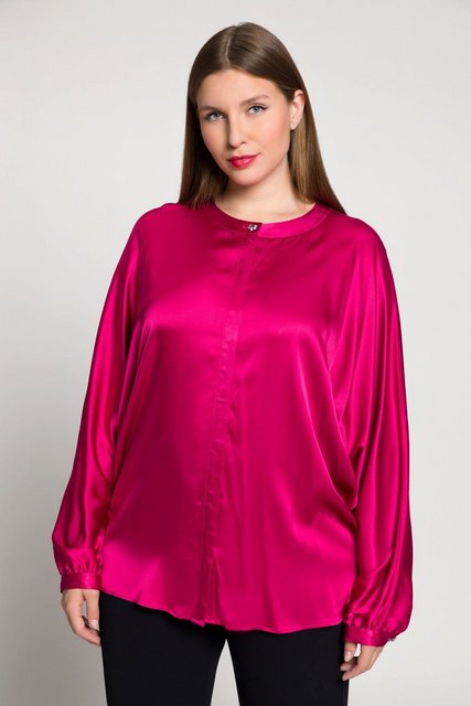 Ulla Popken Satinbluse Satinbluse oversized Rundhals Fledermausarm günstig online kaufen