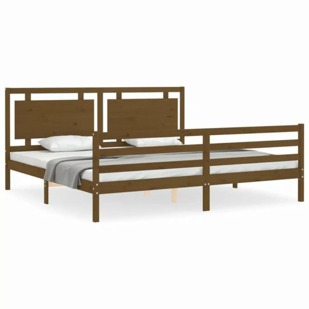 furnicato Bett Massivholzbett mit Kopfteil Honigbraun 200x200 cm günstig online kaufen