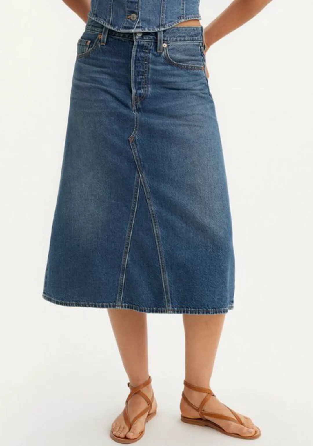 Levi's® Jeansrock HR A LINE DECON SKIRT in trendy Midi-Länge mit ausgefrans günstig online kaufen