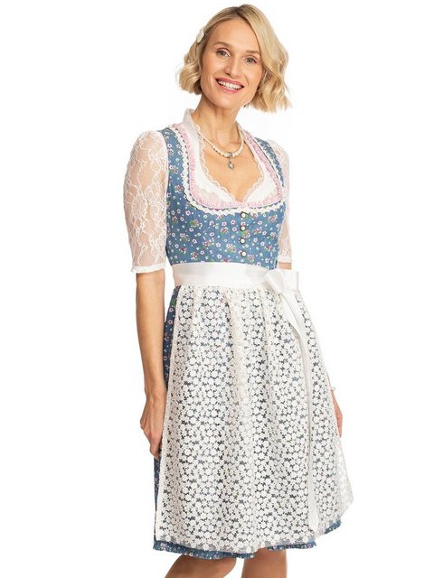 Alpenfee Tracht Dirndl Midi Dirndl 2tlg. 60 cm UTA blau günstig online kaufen