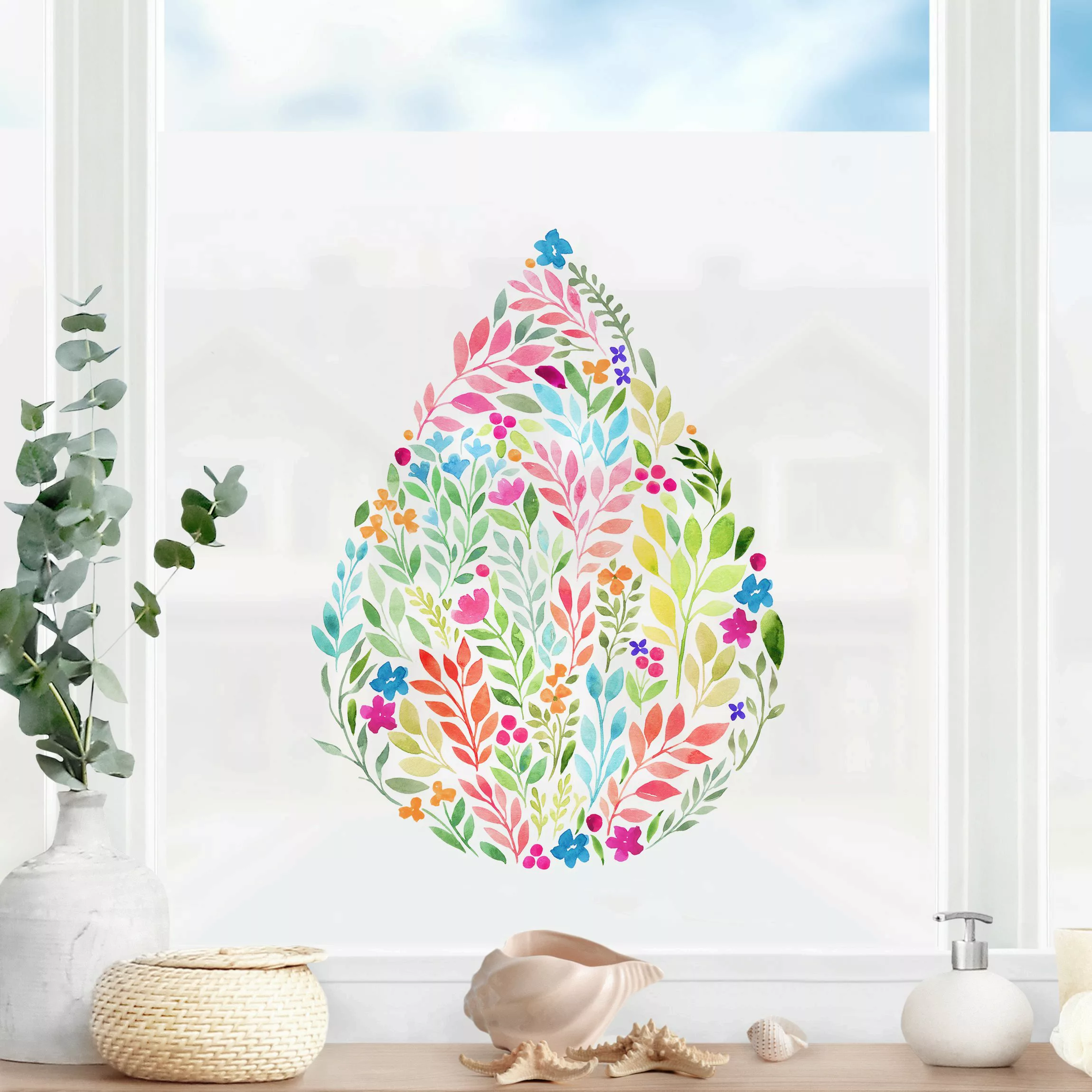 Fensterfolie Blumiges Aquarell Tropfen günstig online kaufen