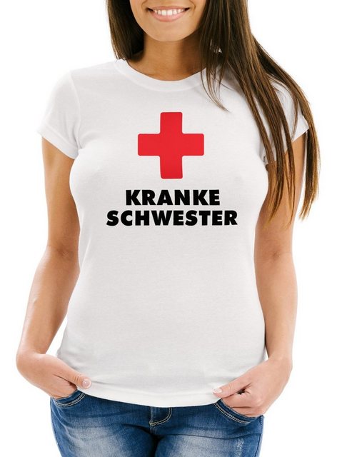 MoonWorks Print-Shirt Kranke Schwester Damen T-Shirt Slim Fit mit Print günstig online kaufen