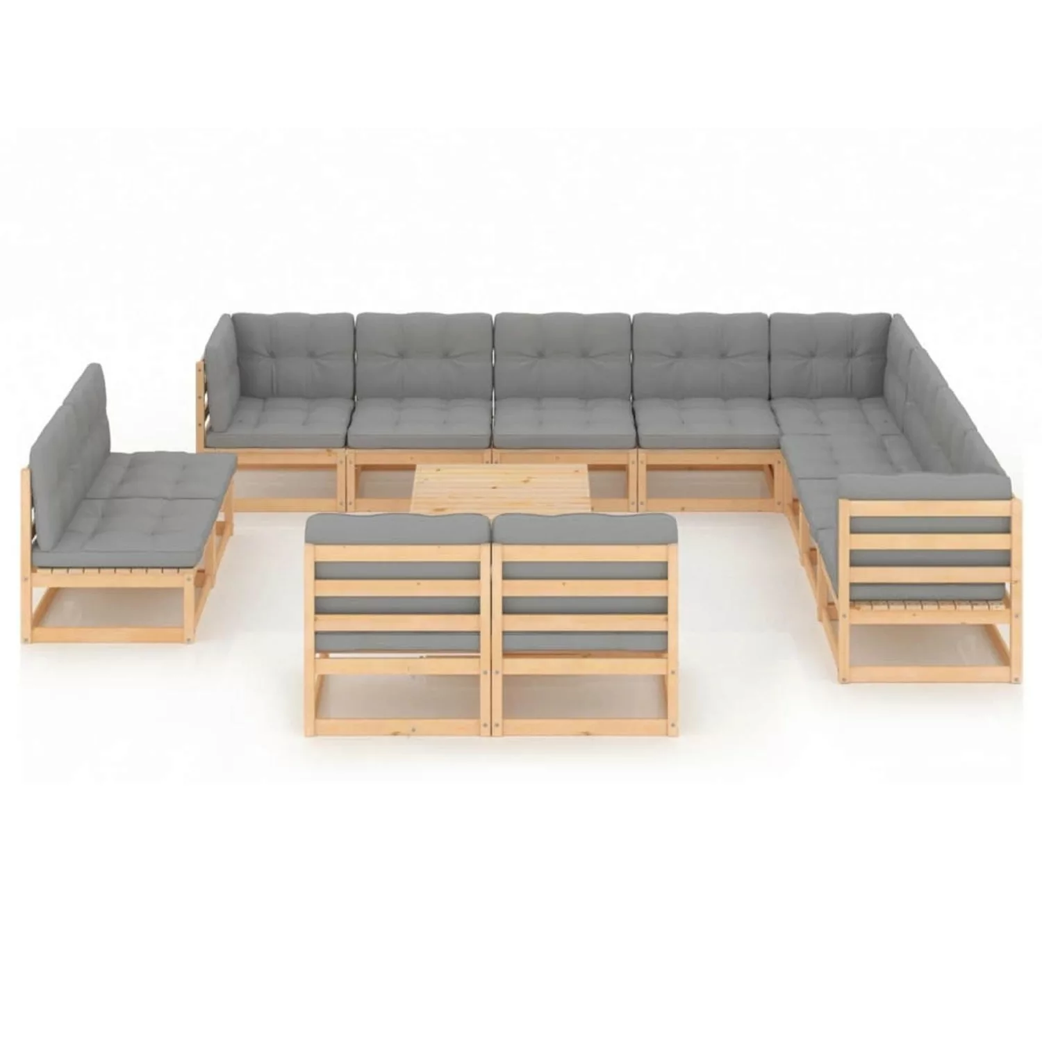 13-tlg. Garten-lounge-set Mit Kissen Kiefer Massivholz günstig online kaufen